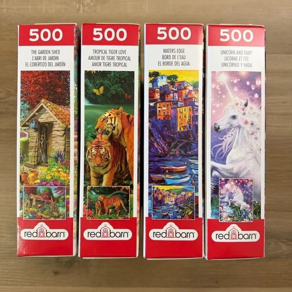 New Sealed Lot Red Barn 500 Piece Jigsaw Puzzle Set Landscape Unicorn Picture